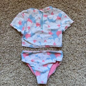 Feather 4 Arrow Floral Swim Set/Bikini Pink and Blue 4T
